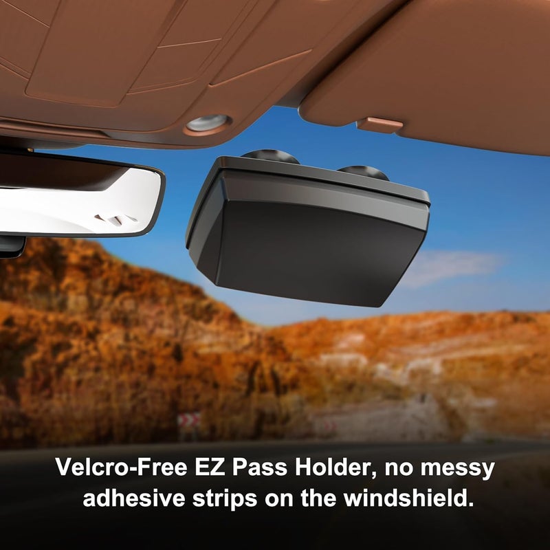 FLLIK 2 Pack EZ Pass Holder & Cover with Super Strong Suction Cups for Car Windshield Ezpass Mount Holder Toll Pass Transponder iPass Holder All Black - Image 4